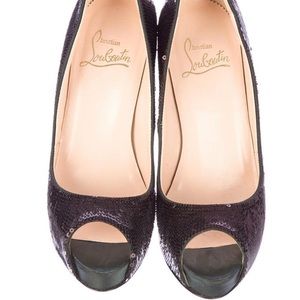 Christian Louboutin sequin peep-toe heels 36